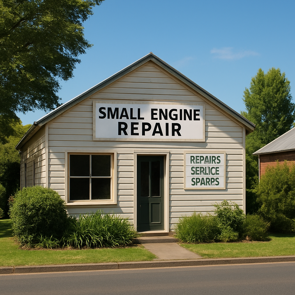Exterior view of Carter's Small Engine Repairs shop on Main St, Minyip